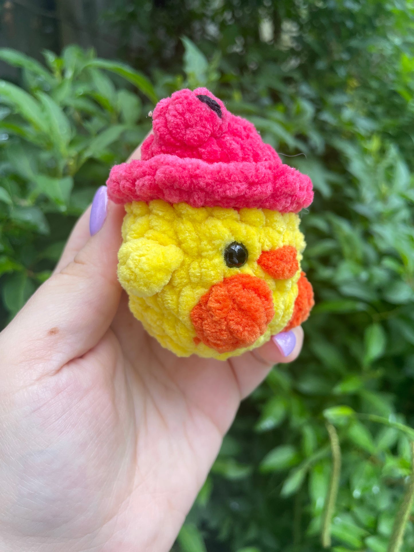 Duck in Frog Hat Crochet Toy