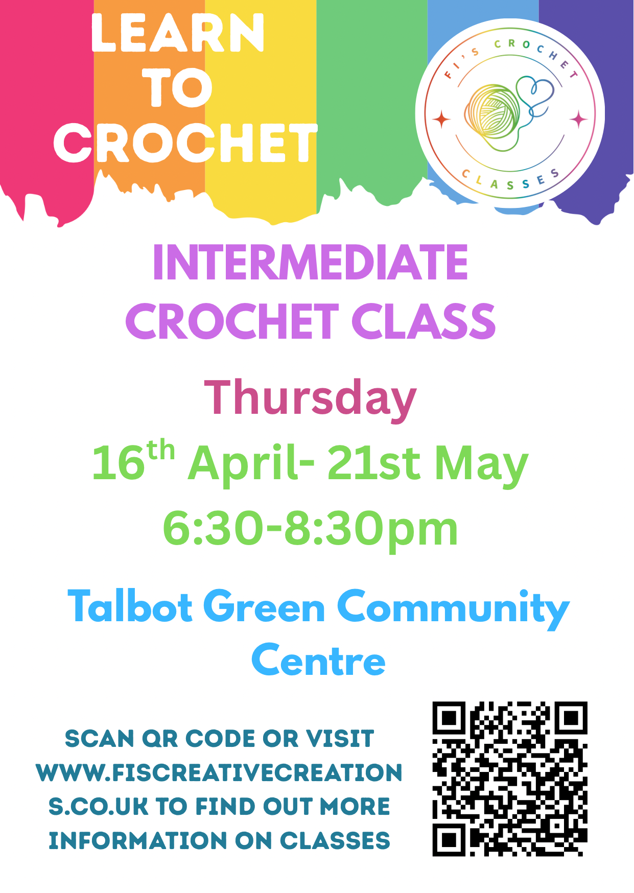 Intermediate Crochet workshops- Talbot Green April Start