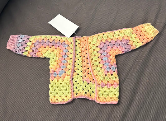 Peach and Purple Crochet Children’s Cardigan Custom Size