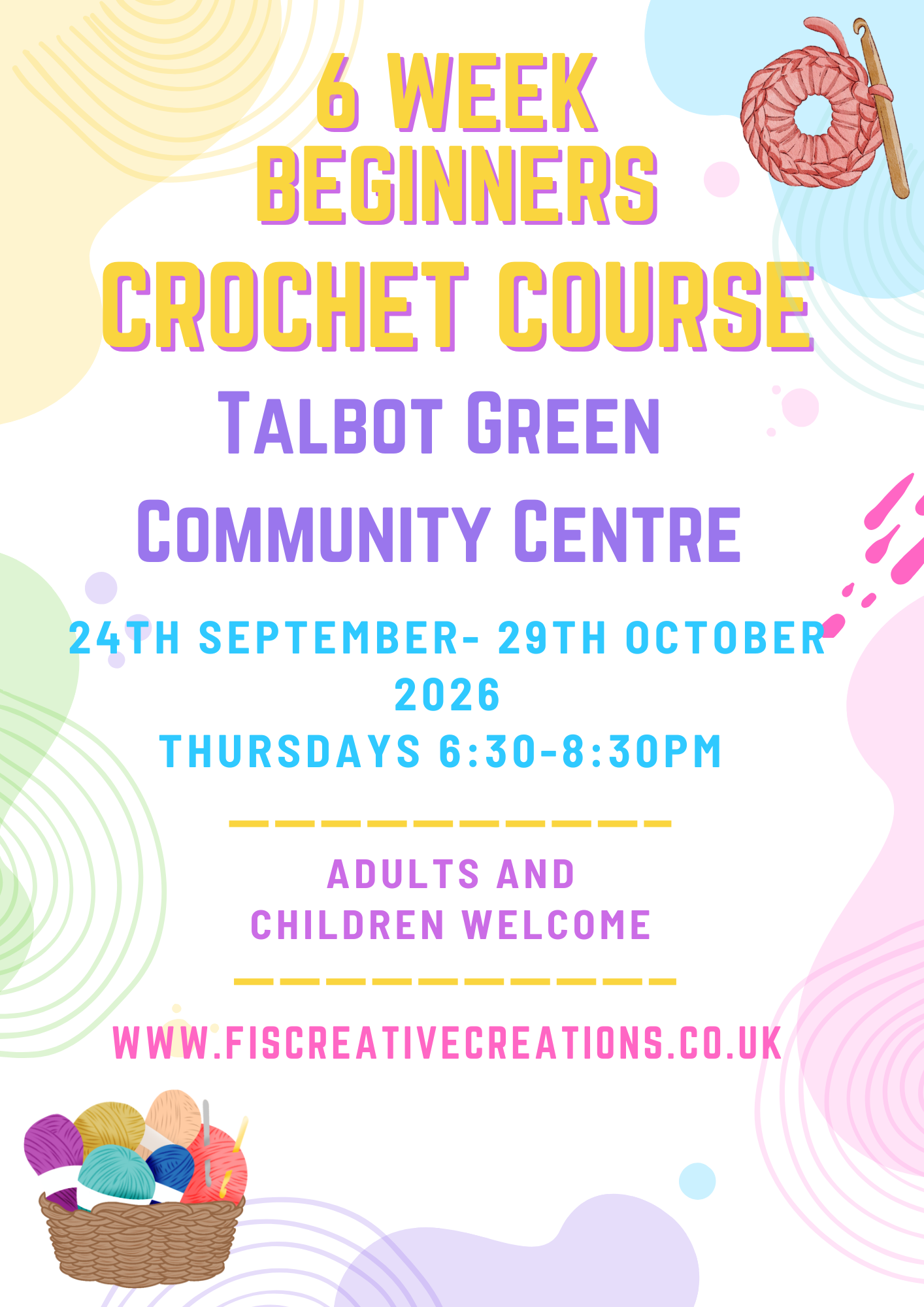 Beginner Crochet Classes-  Talbot Green September Start