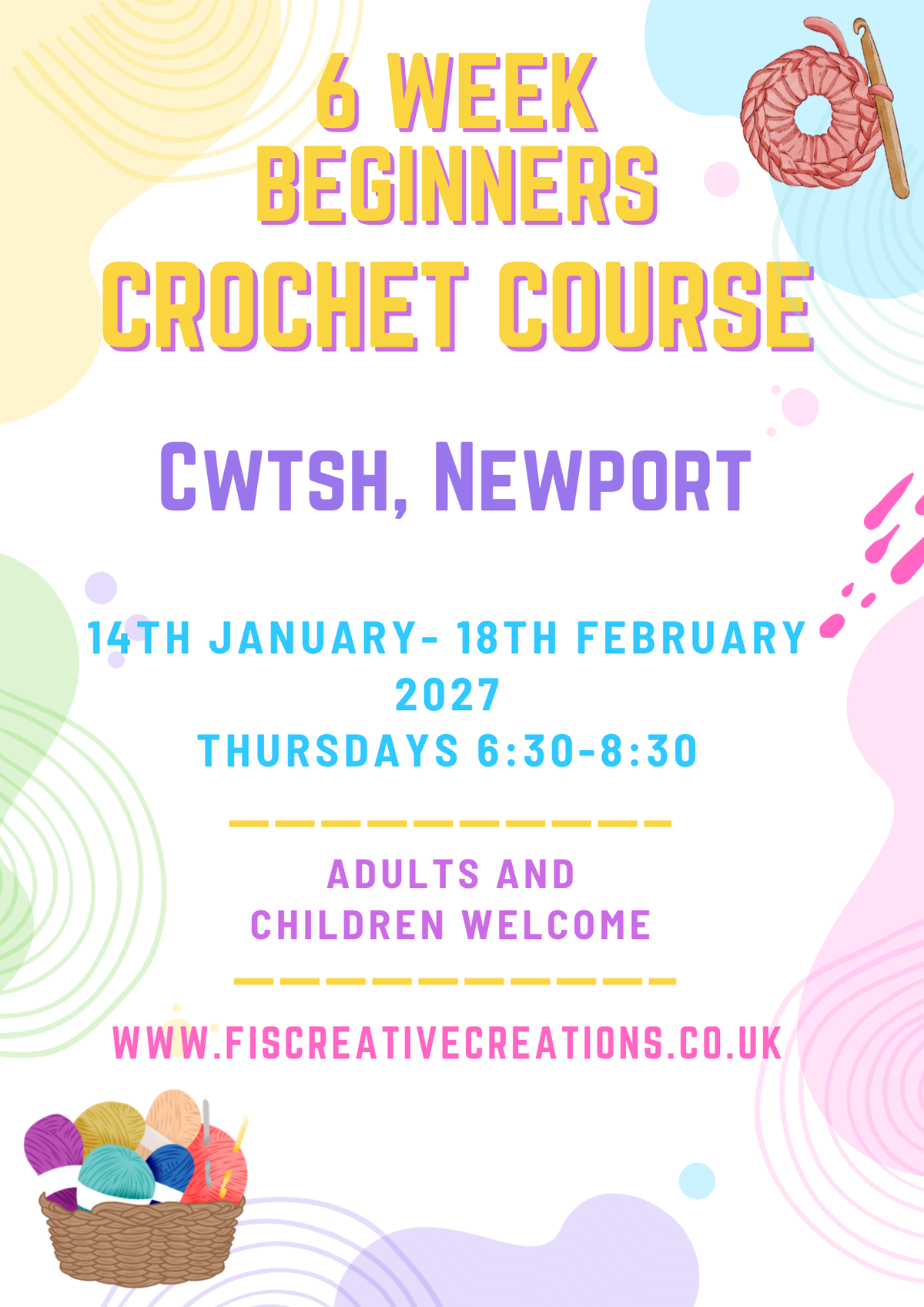 Beginner Crochet Classes-  Newport January Start