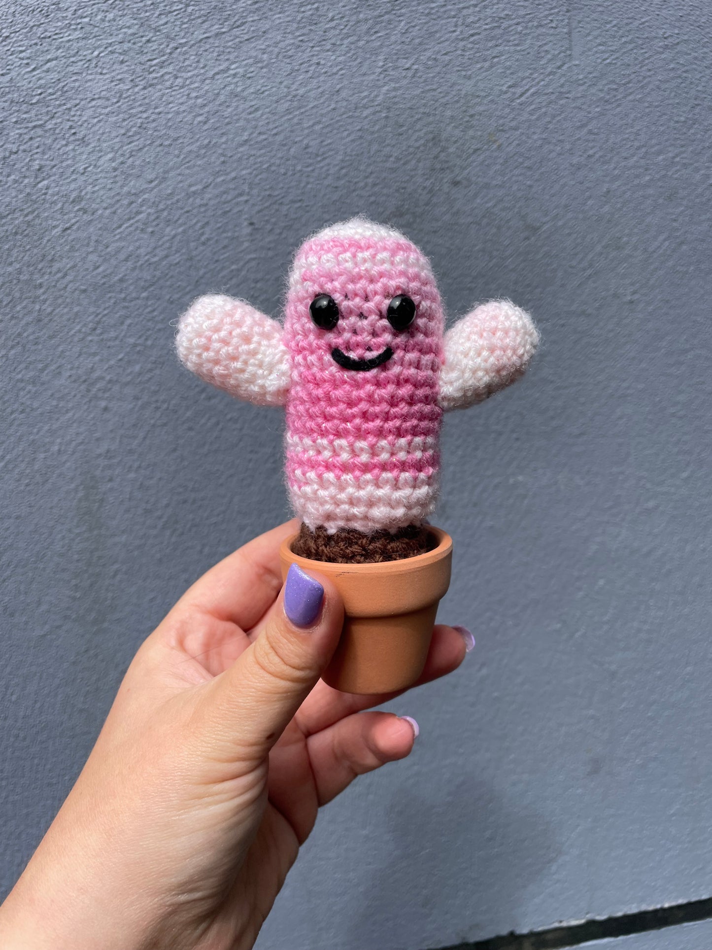 Pink Glitter Crochet Cactus in Pot