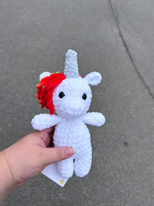 White and Rainbow Unicorn Crochet Toy