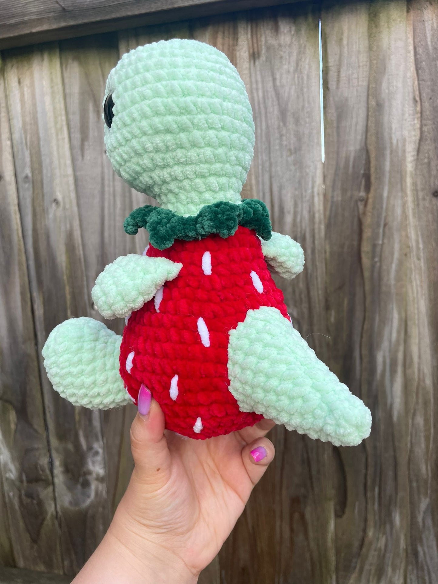 Strawberry Dinosaur Crochet Toy