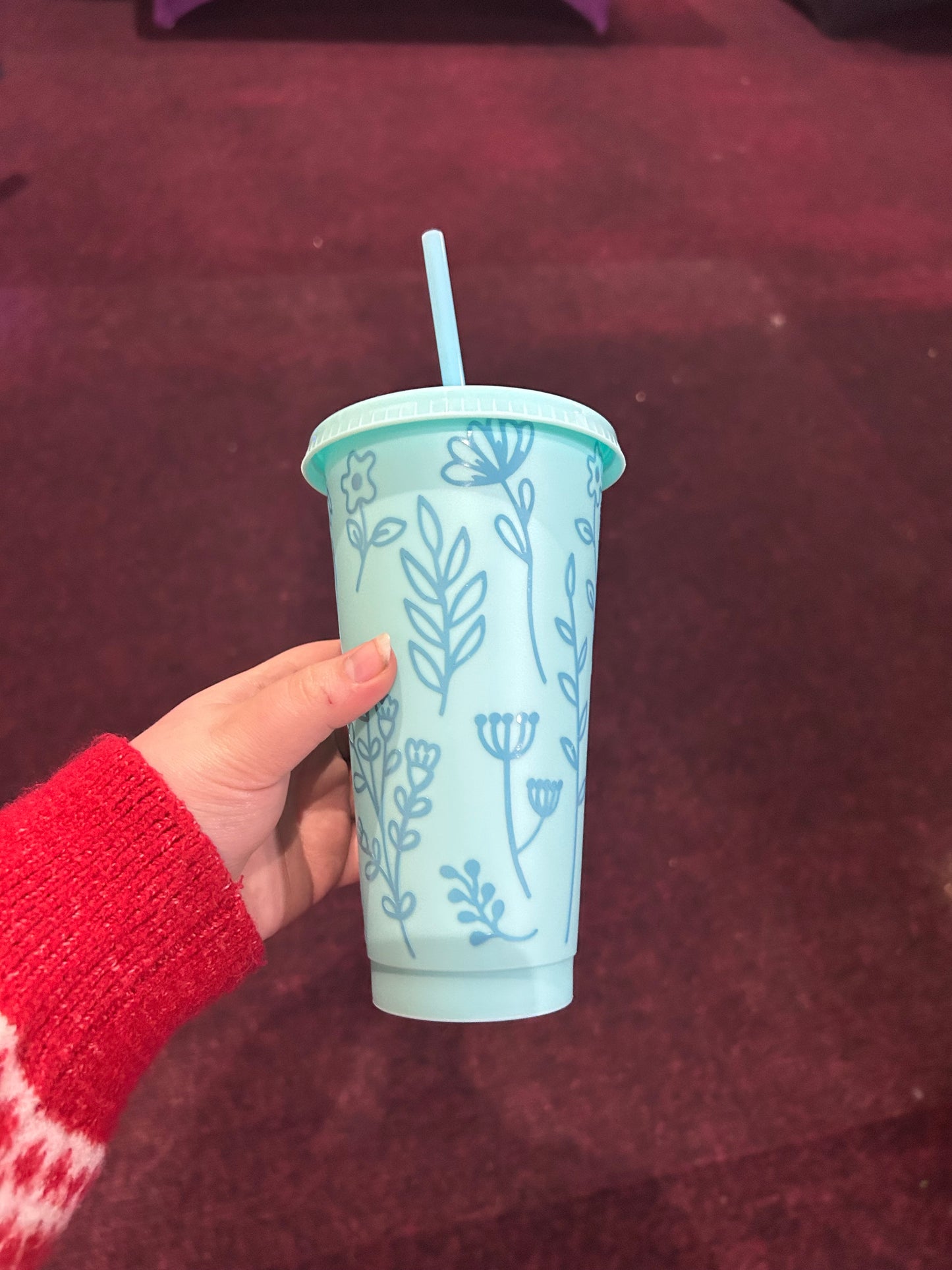 Green Floral 24oz Cold Cup