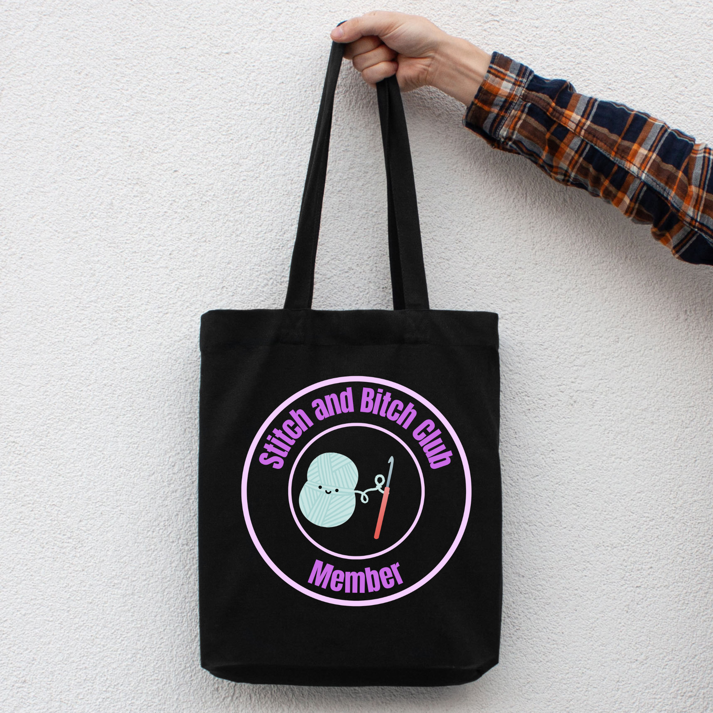 Stitch and Bitch crochet themed Tote Bag